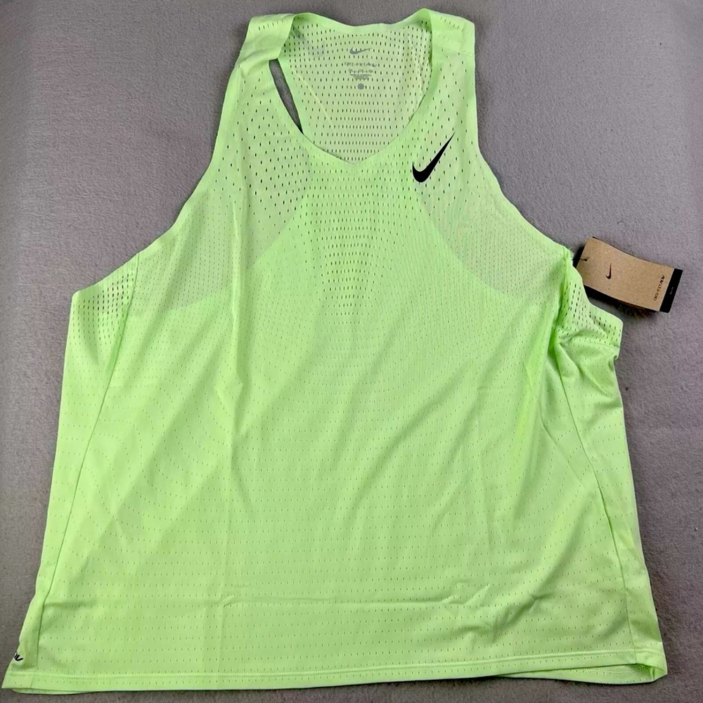 NIKE ADV Aeroswift Men’s Running Singlet Tank FN4231-376 Vapor Green Sz 2XL NWT